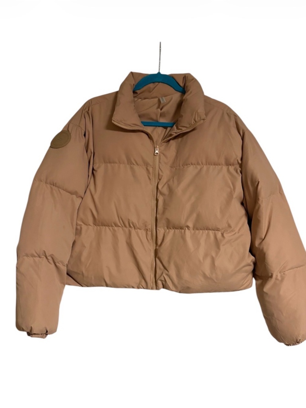 Fabletics Cropped Dusty Pink Puffer Jacket